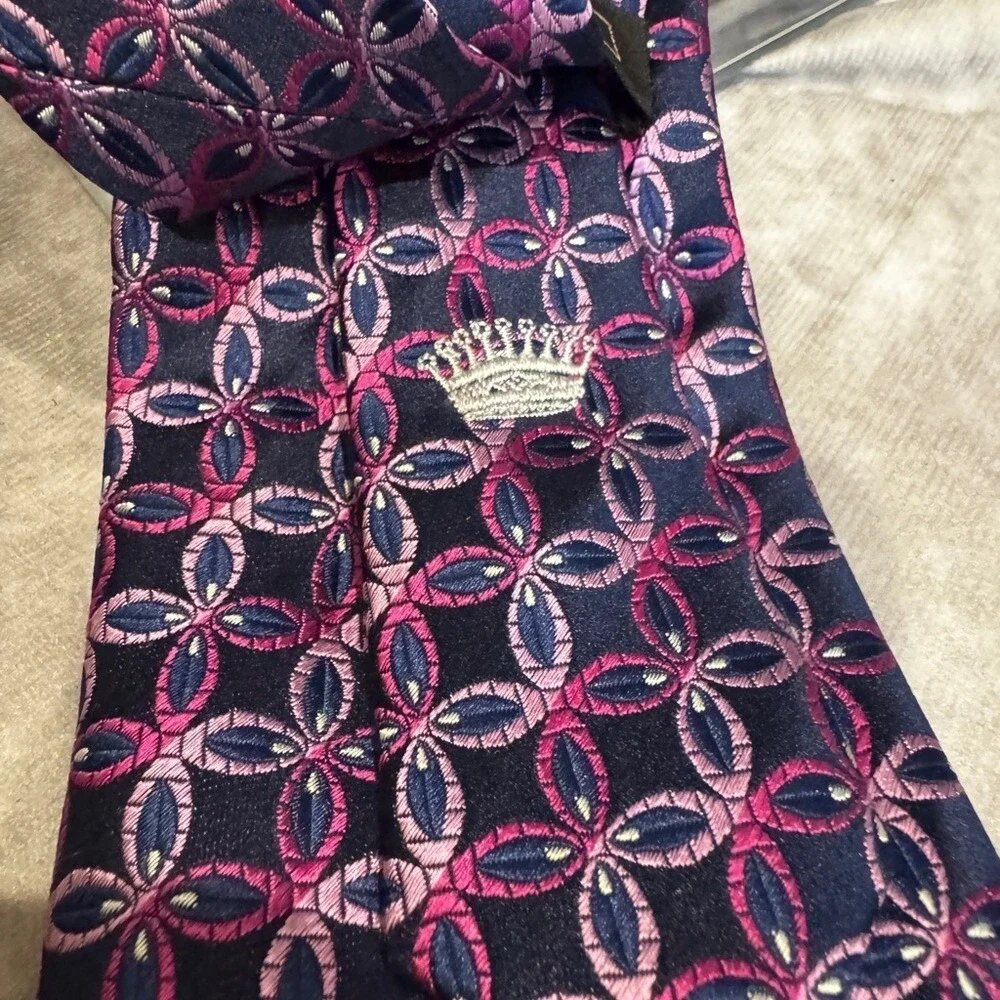 Vintage Countess Mara Silk Crown Navy/Pinks‎ Modern Tie